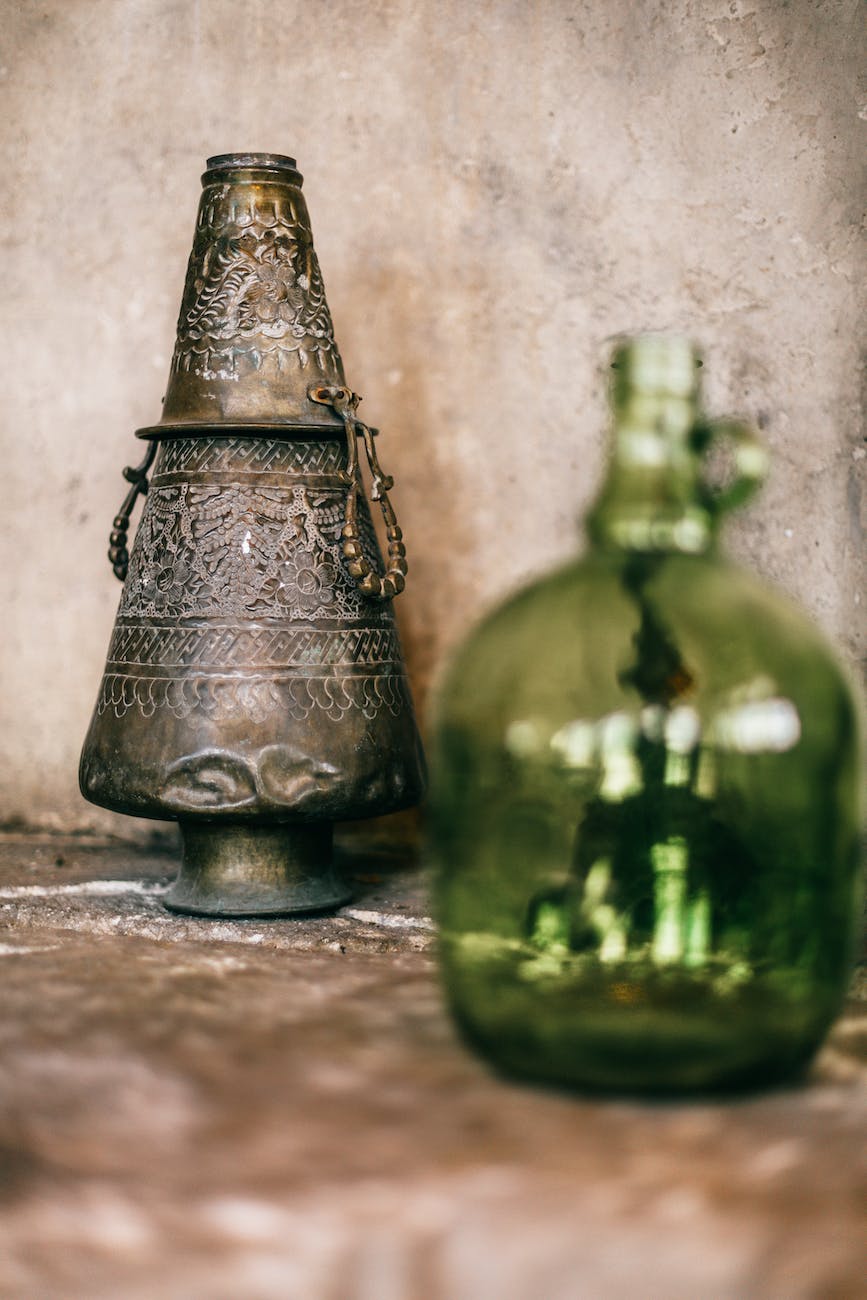 bottle of glass with incense burner