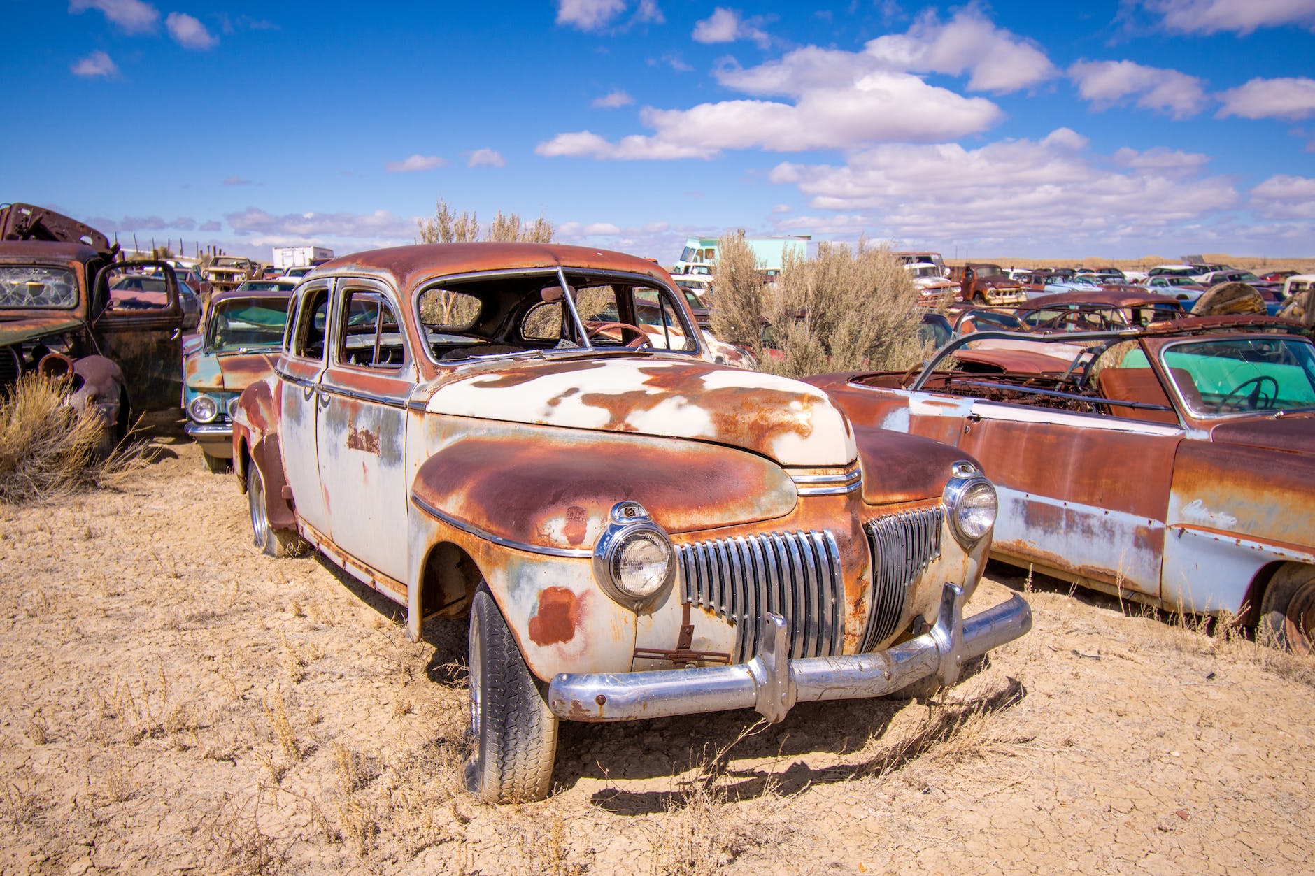 vintage car in scrapyard