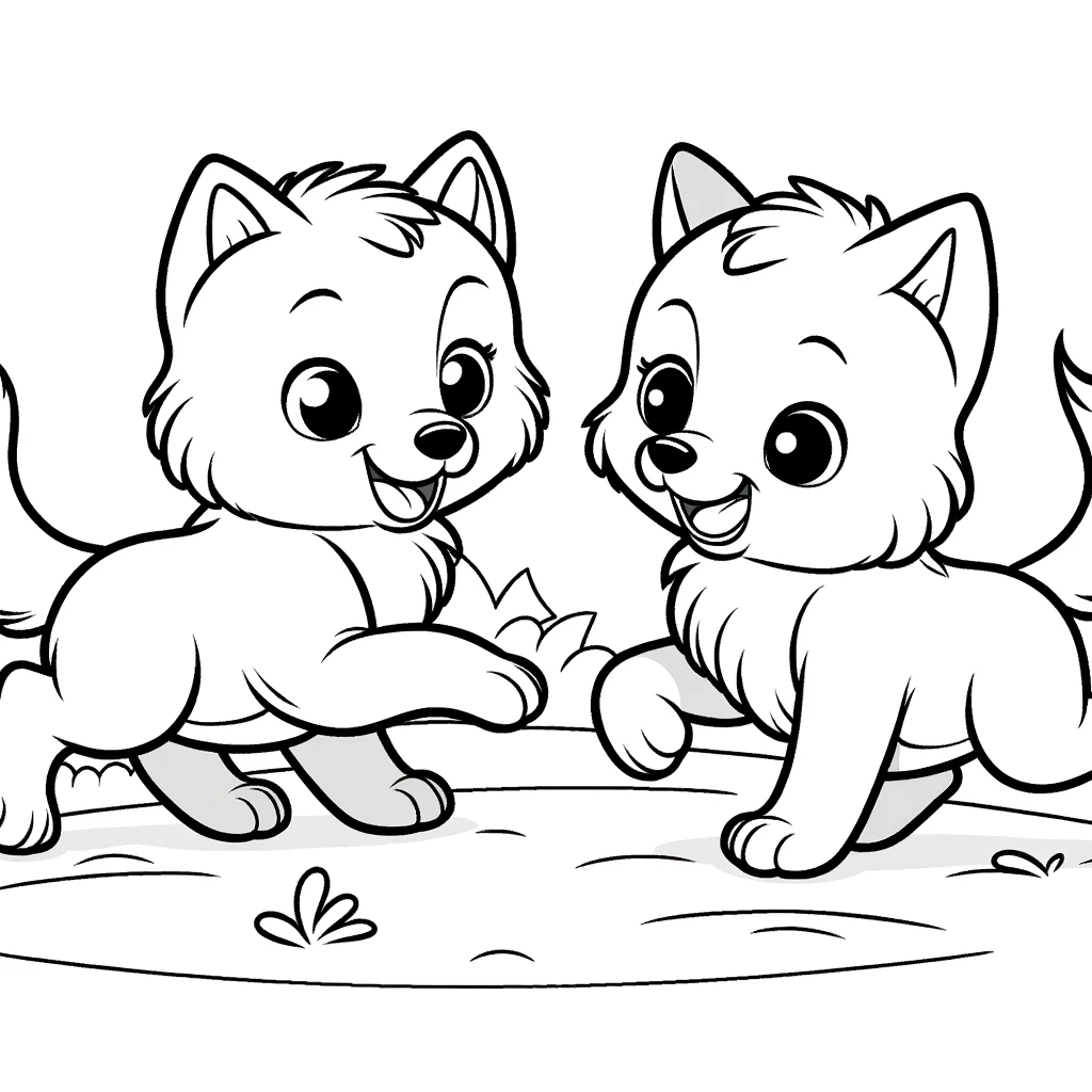 Wolf Coloring Page – Kids wolf cubs – Upcycling Pro